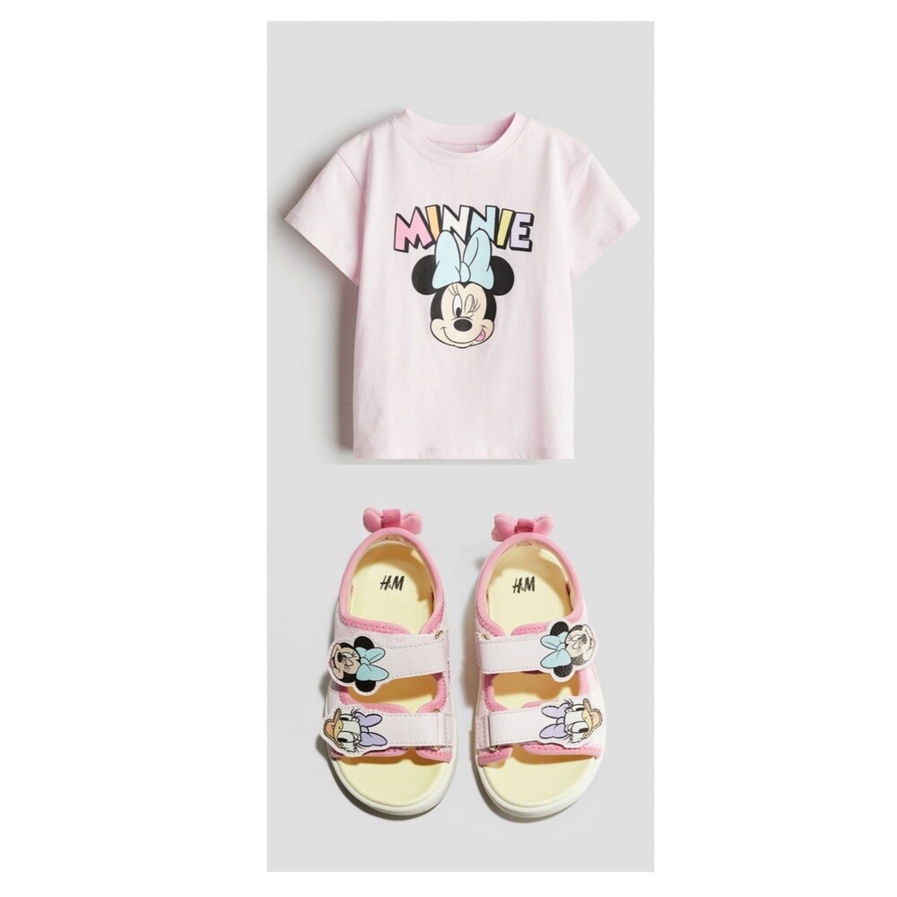 H&M Minnie Mouse Sandals (Size 2.5) & Shirt (6X/7) Bundle
